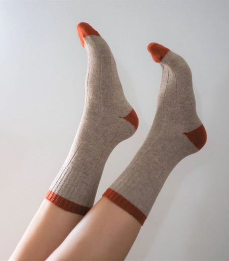 Calcetines klue lana merino bandas 41-46 beige naranja 2