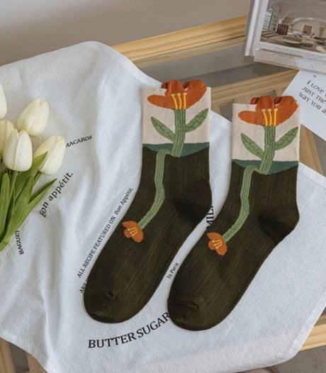 Calcetines gohobi flor teja 1