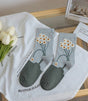 Calcetines gohobi flores blancas 1