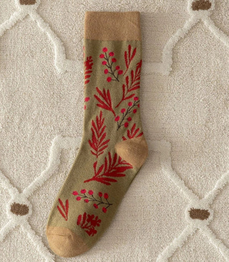 Calcetines gohobi flores rojas 1