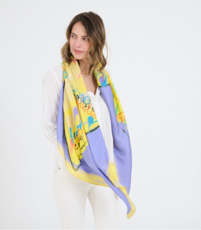 Pañuelo de seda grande heart jaune storiatipic 1