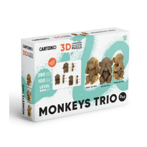 Puzzle 3d monkeys trio cartonic 2