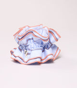 Scrunchie maxi chouchou bleu raye orange 1
