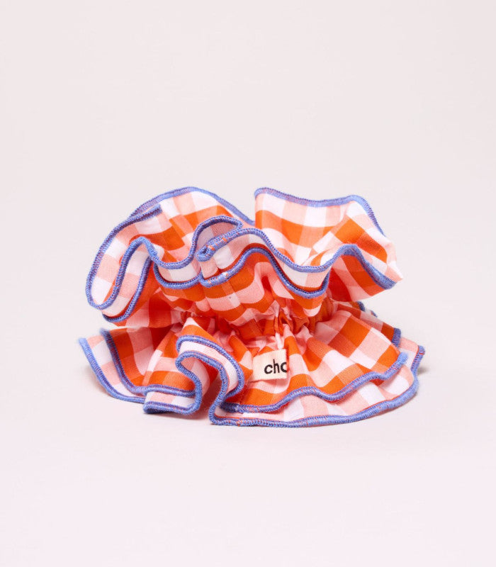 Scrunchie maxi chouchou vichy orange 1
