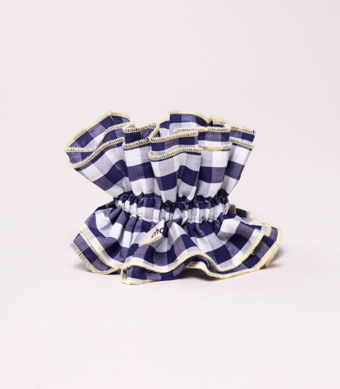 Scrunchie maxi chouchou vichy bleu marine 1