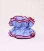 Scrunchie maxi chouchou micro vichy bleu ciel bord rouge 1