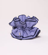 Scrunchie maxi chouchou micro vichy bleu fonce bord bleu 1