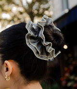 Scrunchie maxi chouchou carreaux vert-blanc 2