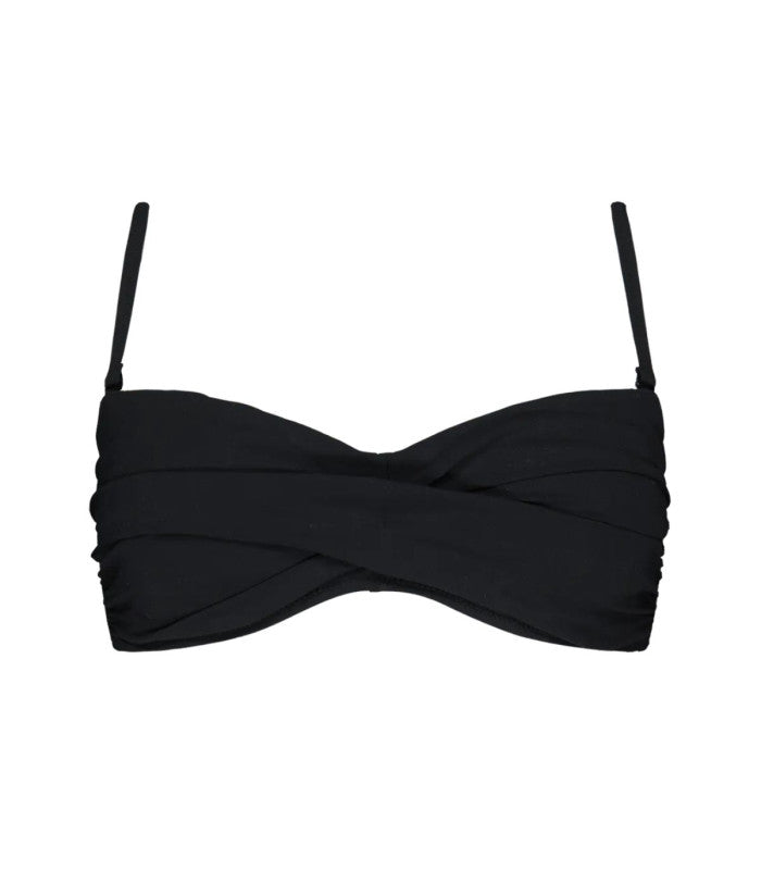 Top bikini solid twisted bandeau black barts amsterdam 1