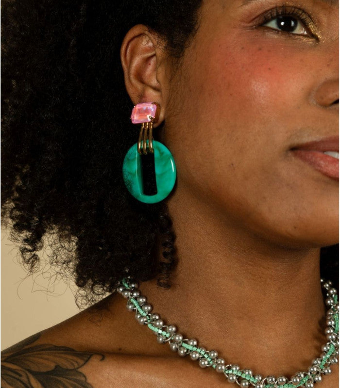 Pendiente oculus strass turquoise julie sion 2