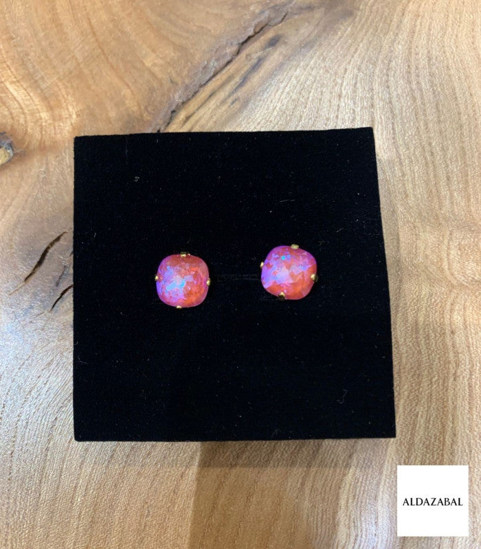 Pendiente cristal lucia rosa irisado aldazabal joyas 1