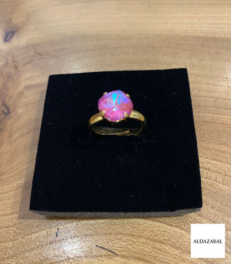 Anillo cristal lucia rosa irisado aldazabal joyas 1