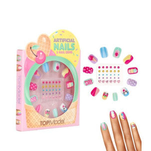 Set de uñas postizas y piedras candy glam top model 1