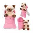 Gato beige con saco de dormir rosa top model 1
