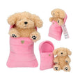 Perro beige con saco de dormir rosa top model 1