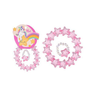 Set pulsera y anillo estrellitas rosa ylvi 1