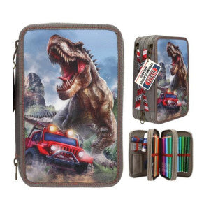 Estuche triple verde new world dino world 1