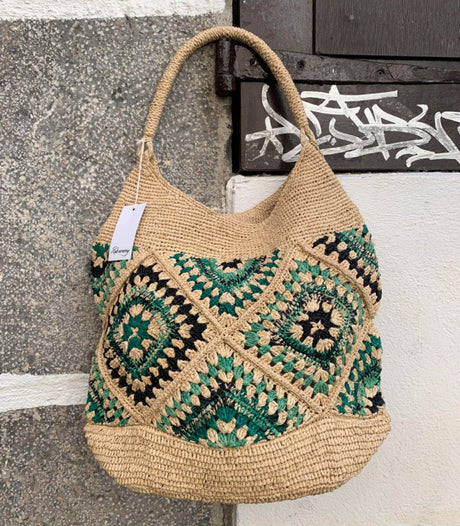 Bolso de rafia moustiers azteka naturel green rabarany 1