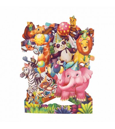 Tarjeta 3D, POSTAL SWING FIESTA ANIMALES 1