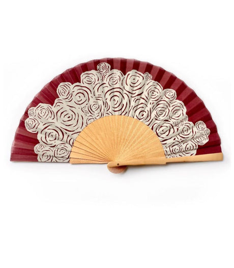 Abanico popelin roses burdeos 1