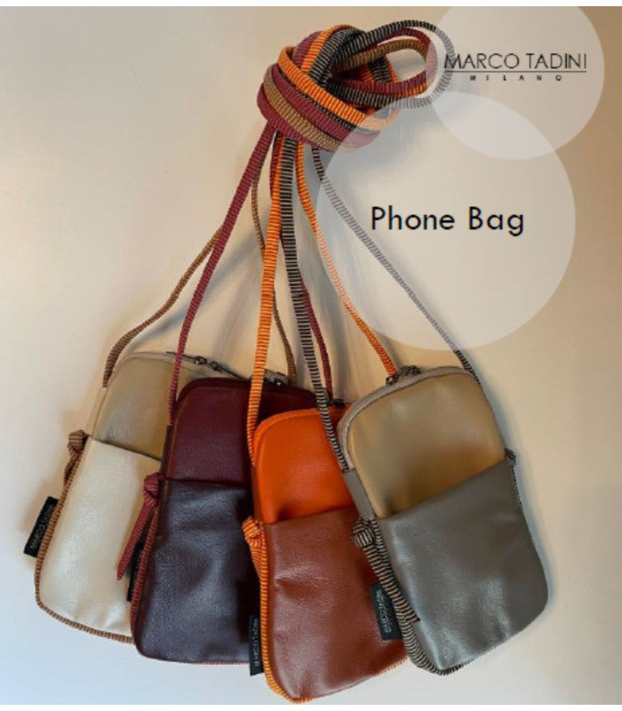 Mini bolso portamovil terracotta & burgundy marco tadini 2