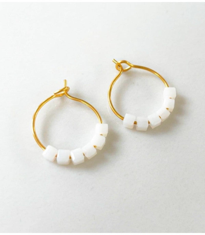 Pendientes simply square blancos litchi 1