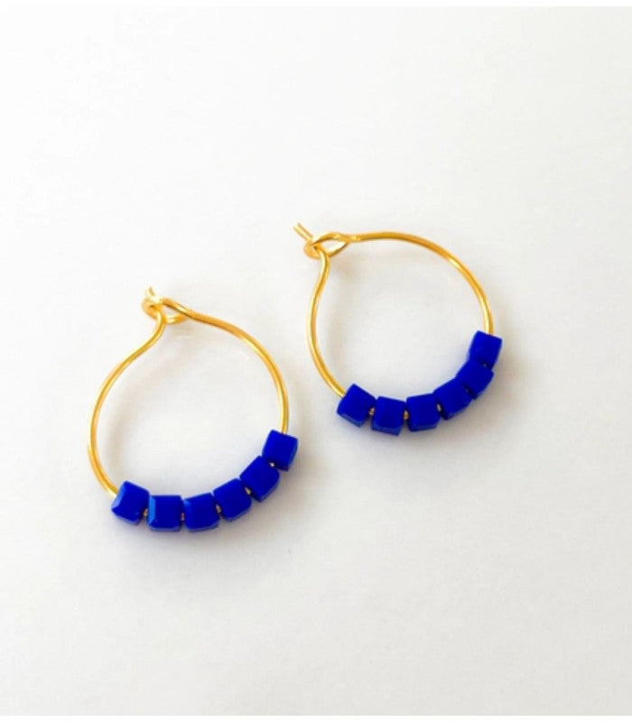 Pendientes simply square azules litchi 1