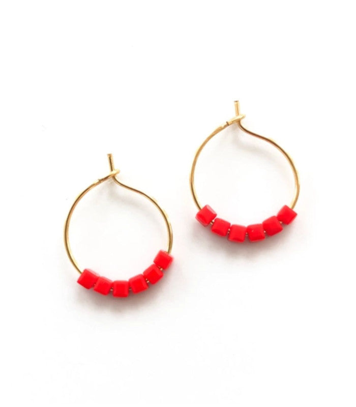 Pendientes simply square rojos litchi 1