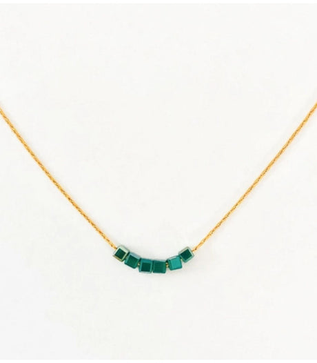 Collar simply square aqua litchi 2