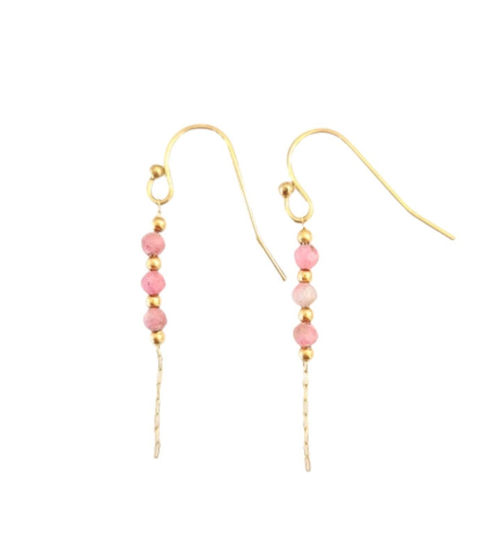 Pendientes mini galets rodocrosita litchi 1