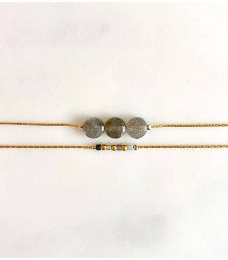 Pulsera doble luna mini moon gris litchi 2