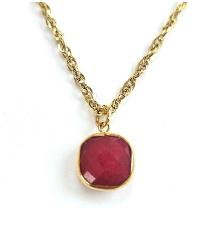 Collar cuadrado agata fucsia litchi 2