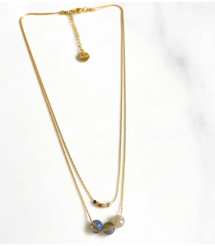 Collar doble luna mini moon gris litchi 1