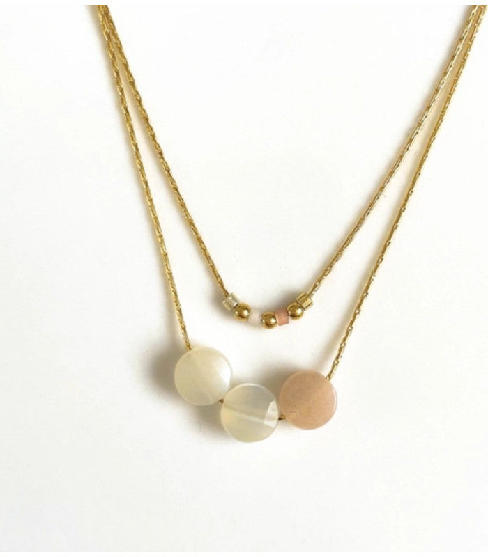 Collar doble luna mini moon rosa litchi 1