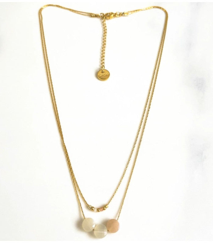 Collar doble luna mini moon rosa litchi 2