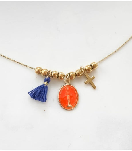 Collar rainbow mary naranja litchi 2