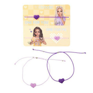 Set de pulseras de corazon textil top model 1