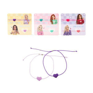 Set de pulseras de corazon textil top model 2
