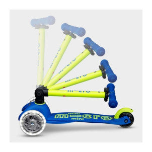 Patinete mini-micro deluxe plegable neon led azul-amarillo 2