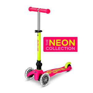 Patinete mini-micro deluxe plegable neon led rosa-amarillo 1