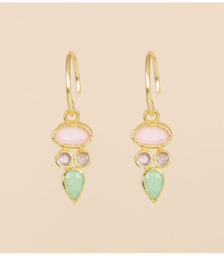 Pendiente saada pink opal oval muja juma 1