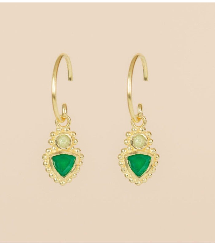 Pendiente najah green agate triangle muja juma 1