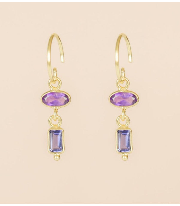 Pendiente lina amethyst oval muja juma 1