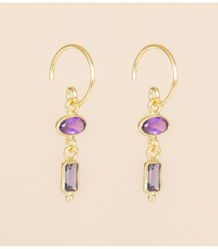 Pendiente lina amethyst oval muja juma 2