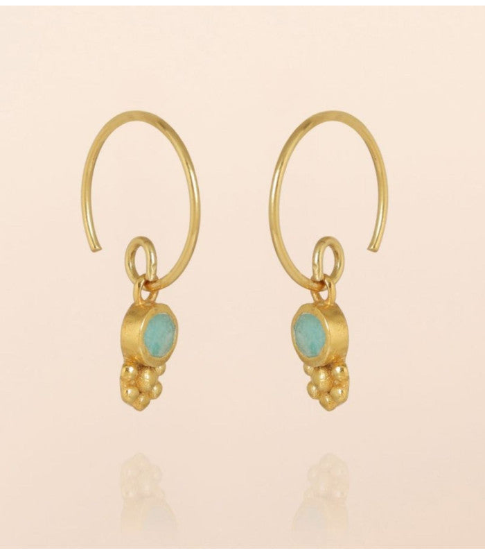Pendiente bahja amazonite round muja juma 2