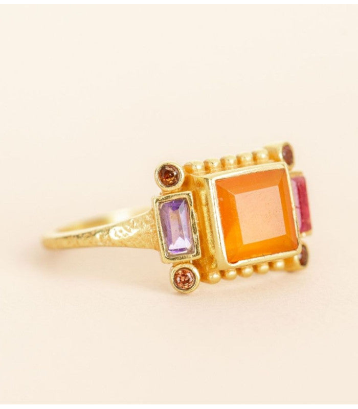 Anillo najma red agate square muja juma 2
