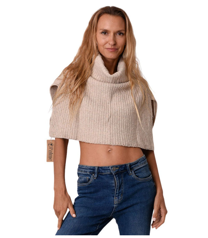 Echarpe de punto con cuello vuelto taupe atoll-palme 1