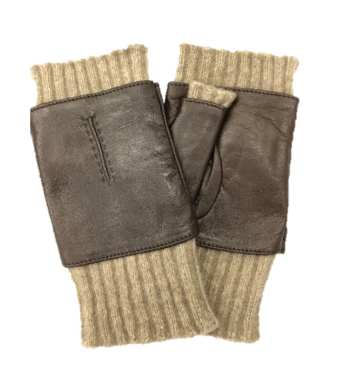 Mitones de piel de cordero s'amuser leira dk brown 1