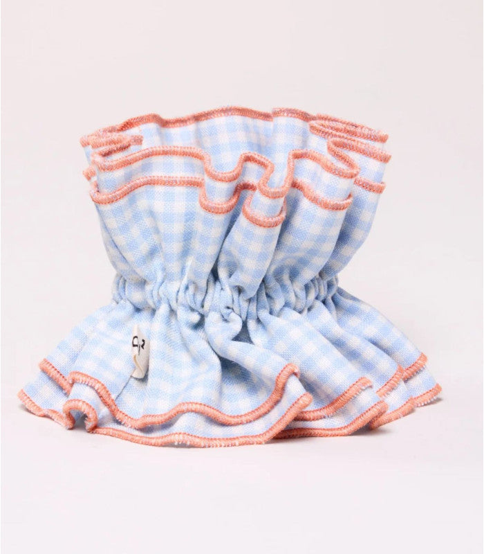 Scrunchie maxi chouchou vichy bleu ciel orange 1