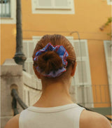 Scrunchie maxi chouchou vichy bleu rouge 2